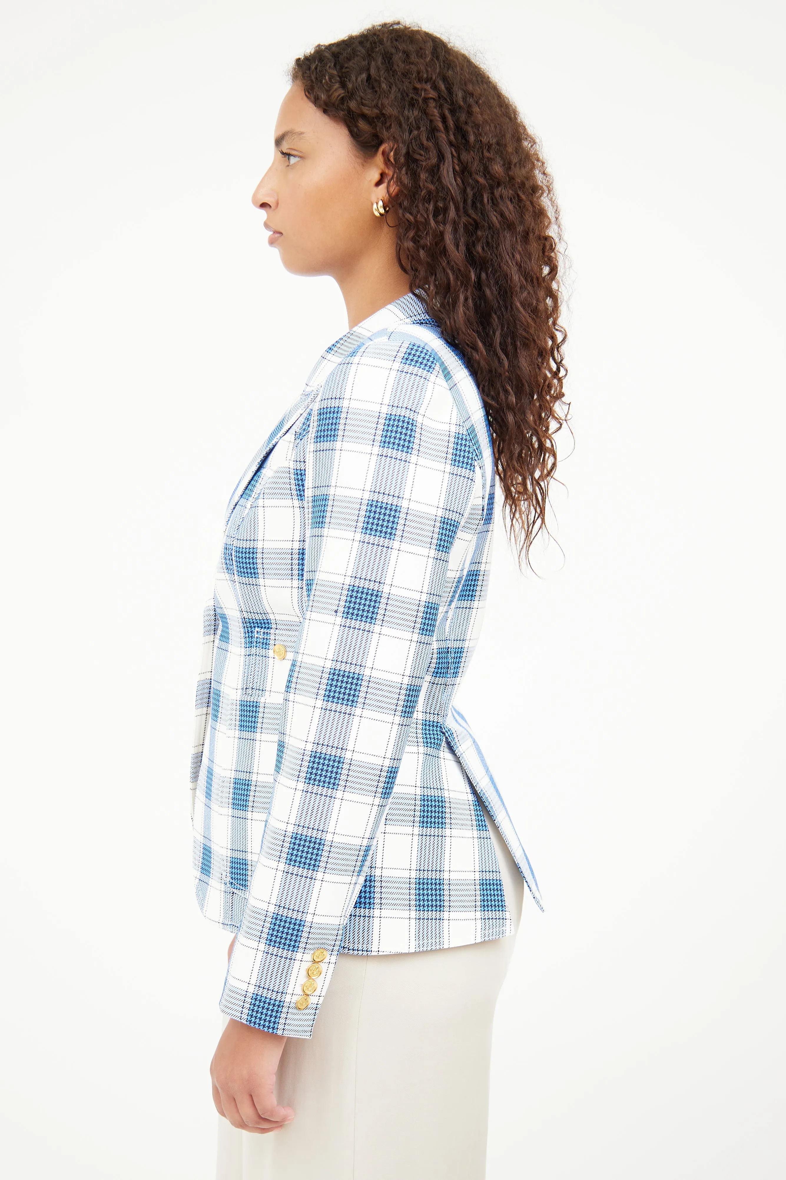 Blue & White Long Sleeve Blazer