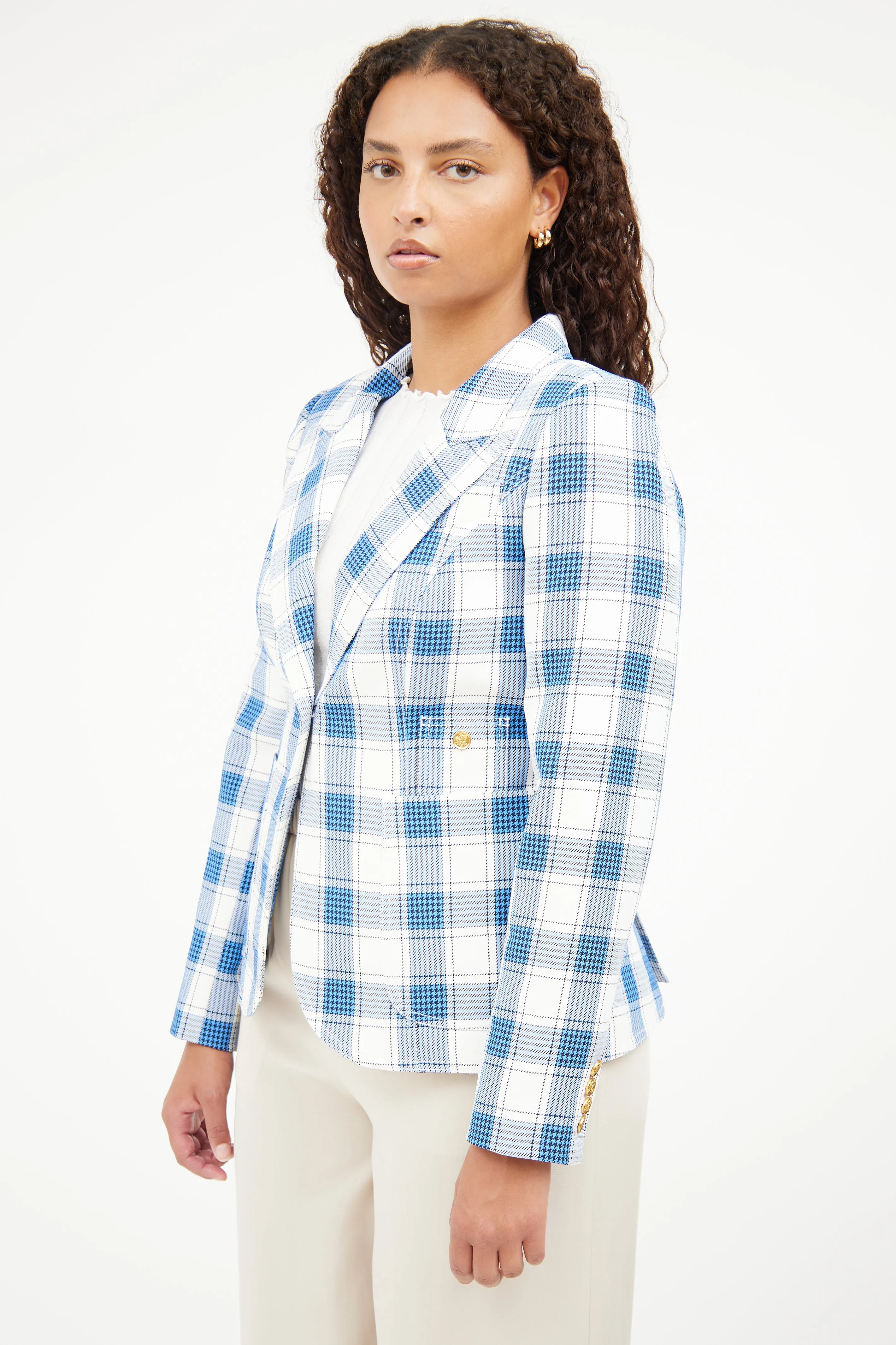 Blue & White Long Sleeve Blazer