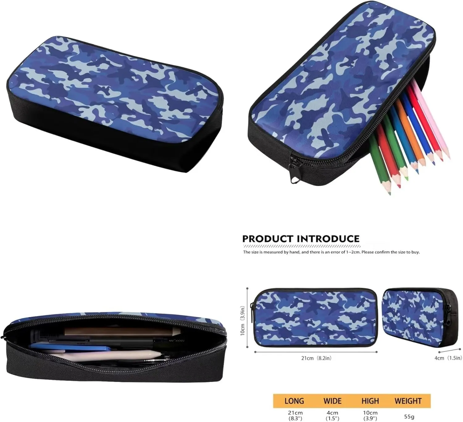 Blue Camouflage 3 Pcs Backpacks Set Lightweight School Backpack Kids Boys 2nd Grade Student Bookbag and Lunch Box Pencil Case Cool School Bag for Preschool Primary Elementary