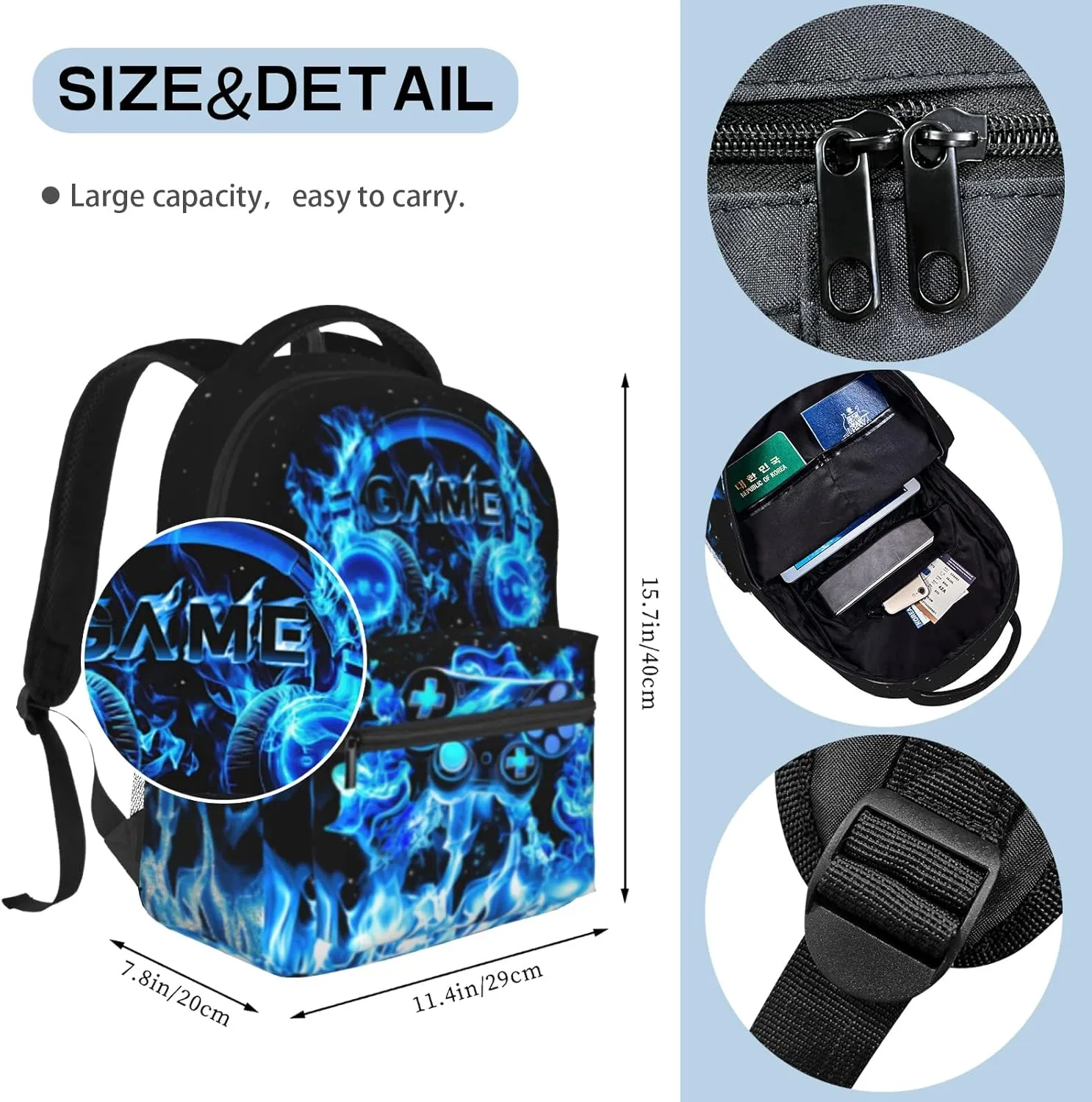 Boys Backpack For Kids School Backpack For Children Game Bookbag Teens Elementary Middle School Boys Back packs for Boy 6-18 Waterproof Lightweight 17 Inches Travel Back Pack