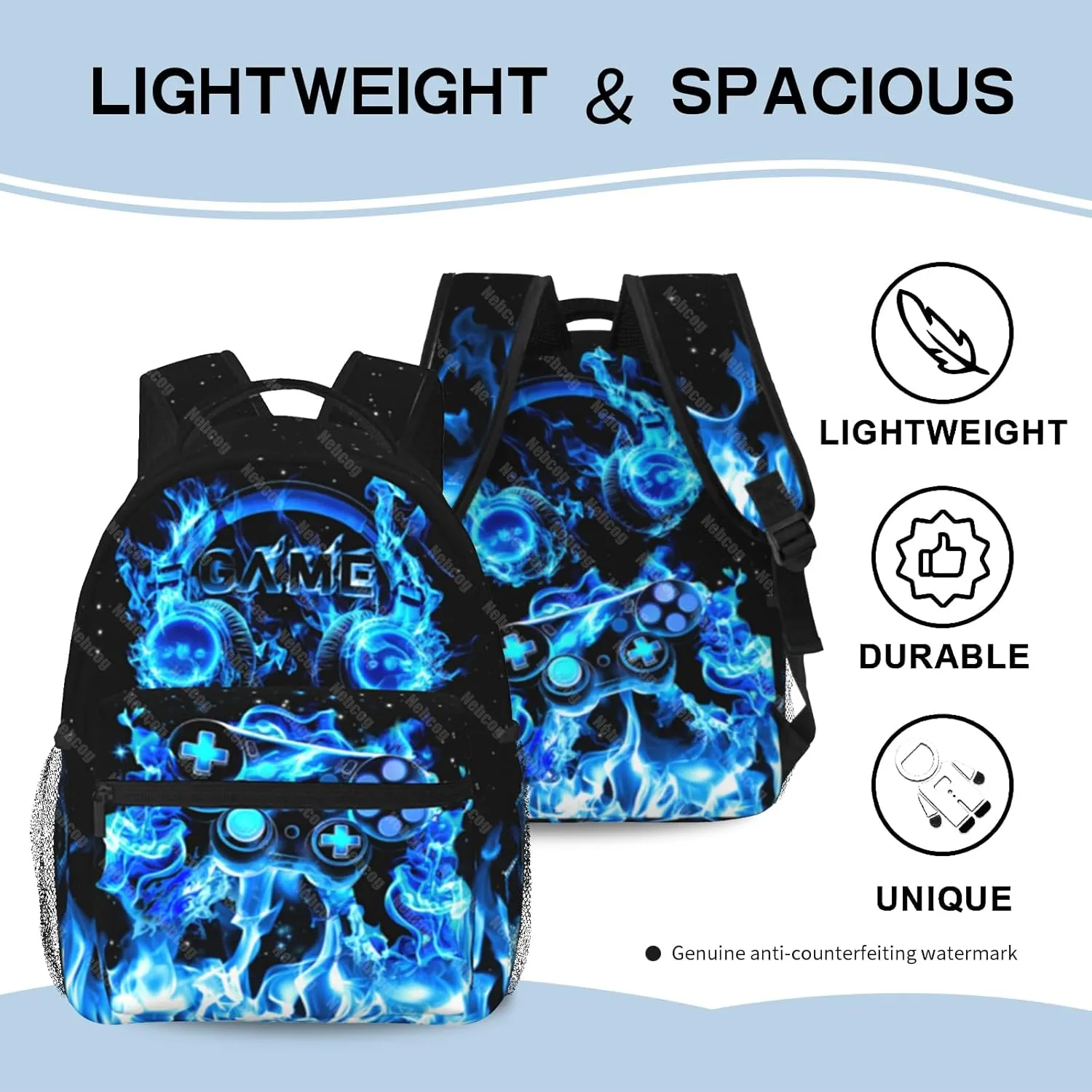 Boys Backpack For Kids School Backpack For Children Game Bookbag Teens Elementary Middle School Boys Back packs for Boy 6-18 Waterproof Lightweight 17 Inches Travel Back Pack