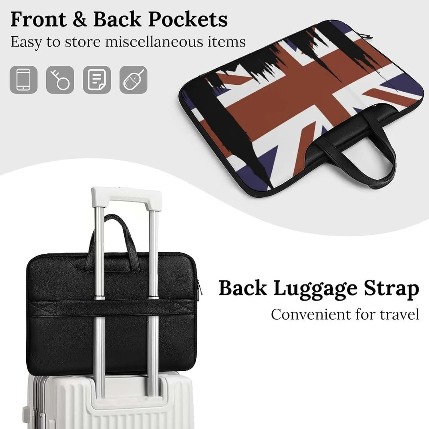 British Flag Building Silhouette Leather Bag Laptop Case Slim Water Resistant Computer Bags with Handle Briefcase for Work
