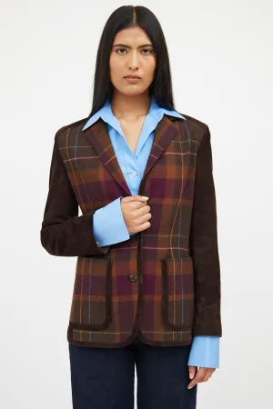 Brown Multi Colour Wool Blend Blazer