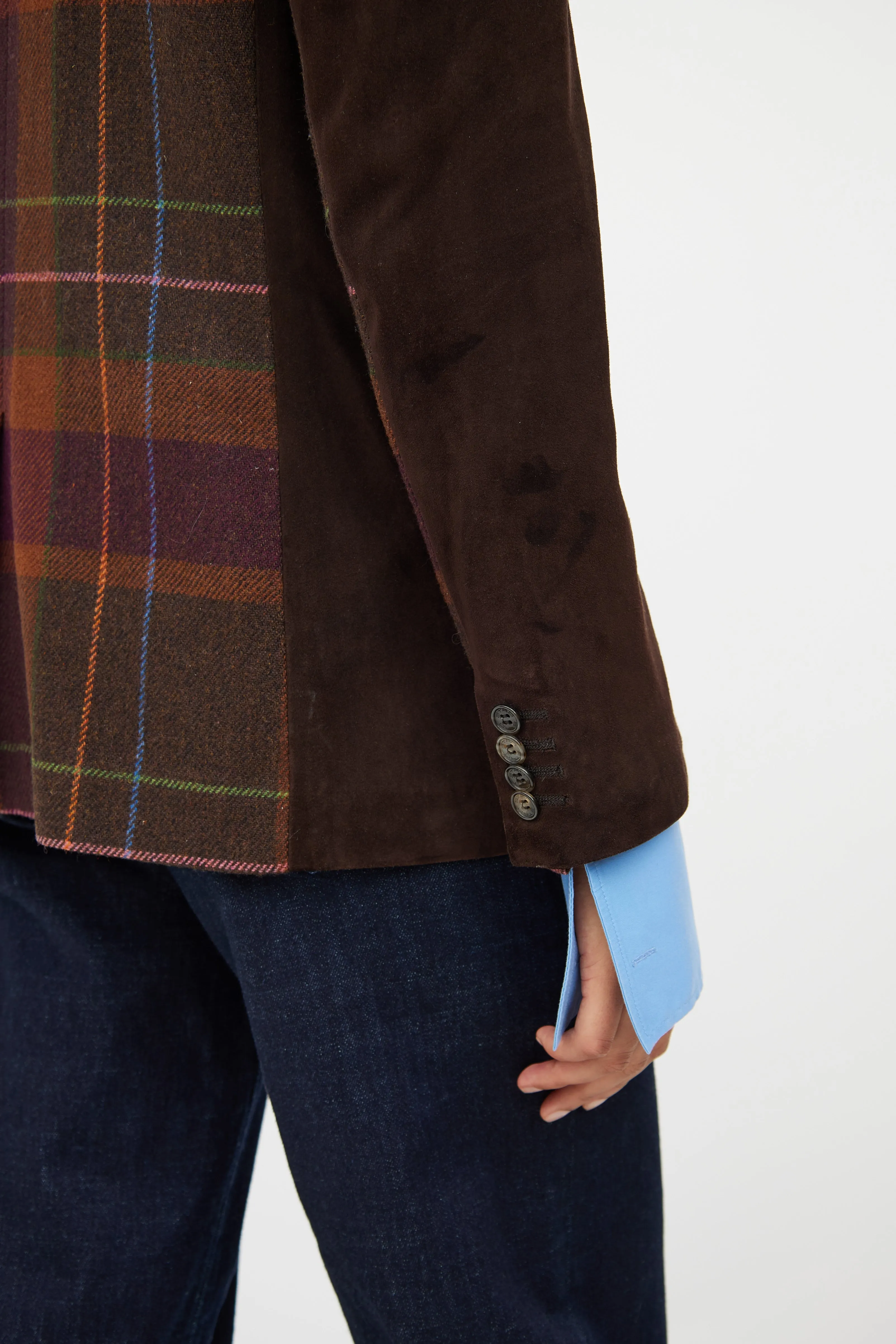 Brown Multi Colour Wool Blend Blazer