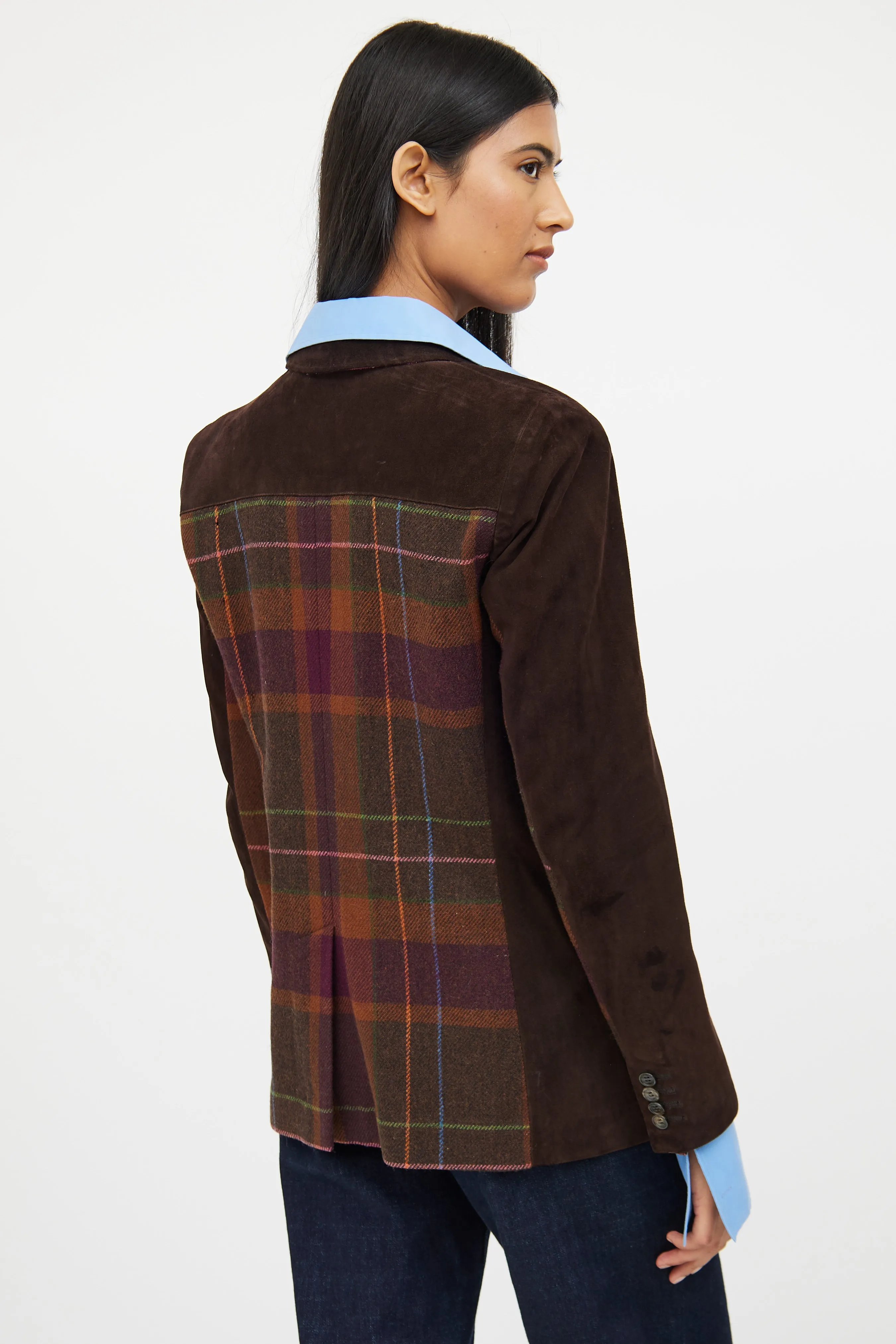 Brown Multi Colour Wool Blend Blazer