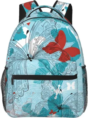Butterfly Travel Laptop Backpack for Women Lightweight College Backpack Adjustable Fits 15.6 Inch Laptop Bag Waterproof for Gym, Men, Work