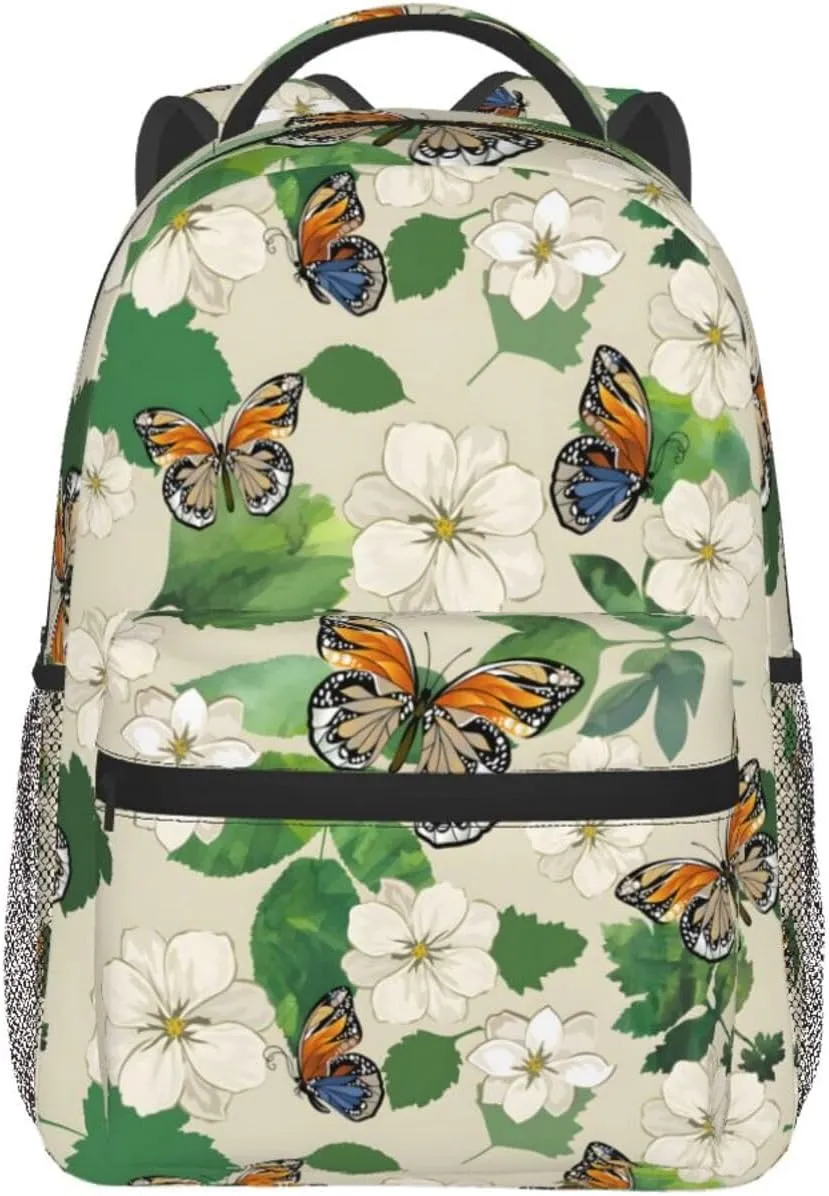 Butterfly Travel Laptop Backpack for Women Lightweight College Backpack Adjustable Fits 15.6 Inch Laptop Bag Waterproof for Work, Gym