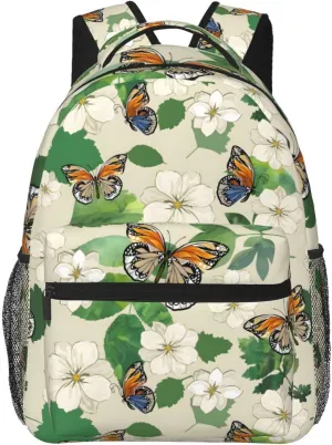 Butterfly Travel Laptop Backpack for Women Lightweight College Backpack Adjustable Fits 15.6 Inch Laptop Bag Waterproof for Work, Gym
