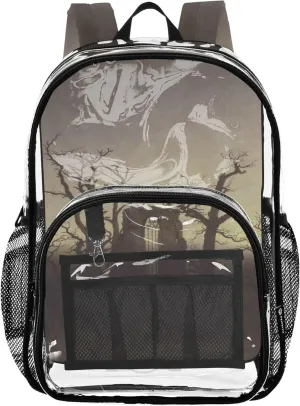 Caspar David Friedrich Abtei Im Eichwald Travel Clear Bags for Women Girls Backpack Kids Boys Approved Plastic Bag Large