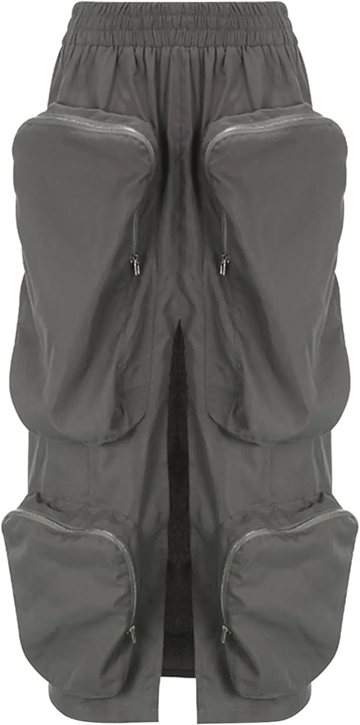 Casual Cargo Skirt for Women High Waisted Skirts Denim Skirt with Pocket Beach A Line Dress for Women's Novelty