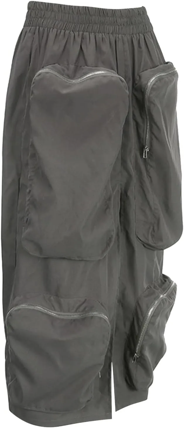 Casual Cargo Skirt for Women High Waisted Skirts Denim Skirt with Pocket Beach A Line Dress for Women's Novelty
