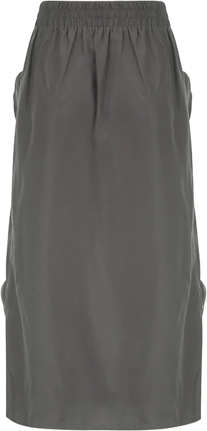 Casual Cargo Skirt for Women High Waisted Skirts Denim Skirt with Pocket Beach A Line Dress for Women's Novelty
