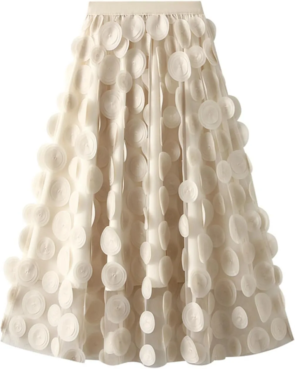 Casual Mesh Soft Skirts for Women Fashion Soft High Elastic Waist Skirt Comfy A-Line Solid Color Pleated Midi Skirts