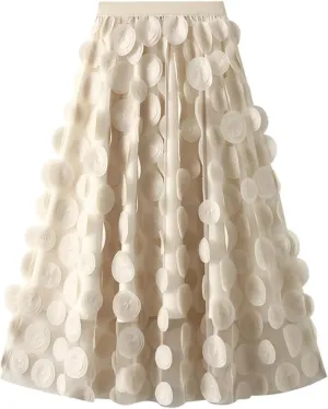 Casual Mesh Soft Skirts for Women Fashion Soft High Elastic Waist Skirt Comfy A-Line Solid Color Pleated Midi Skirts