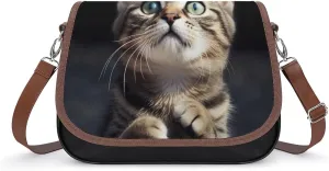 Cat Shoulder Bags PU Leather Shoulder Handbag Large Capacity Crossbody Bag for Women