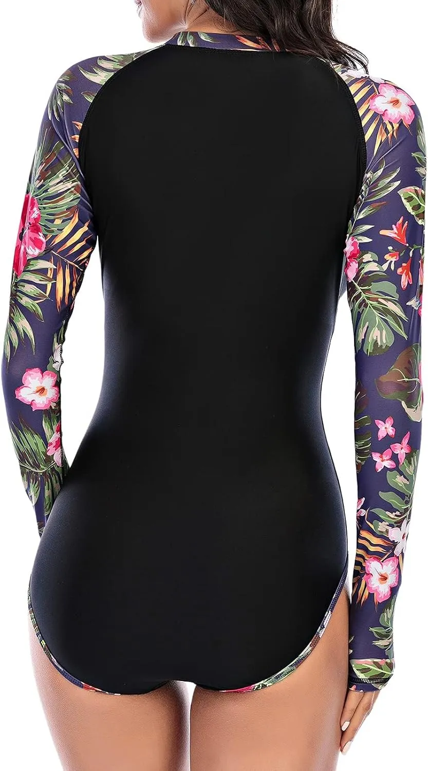 Century Star Long Sleeve Swimsuits for Women Rash Guard UPF Surfing Teen Girls One Piece Modest Full Coverage Bathing Suit