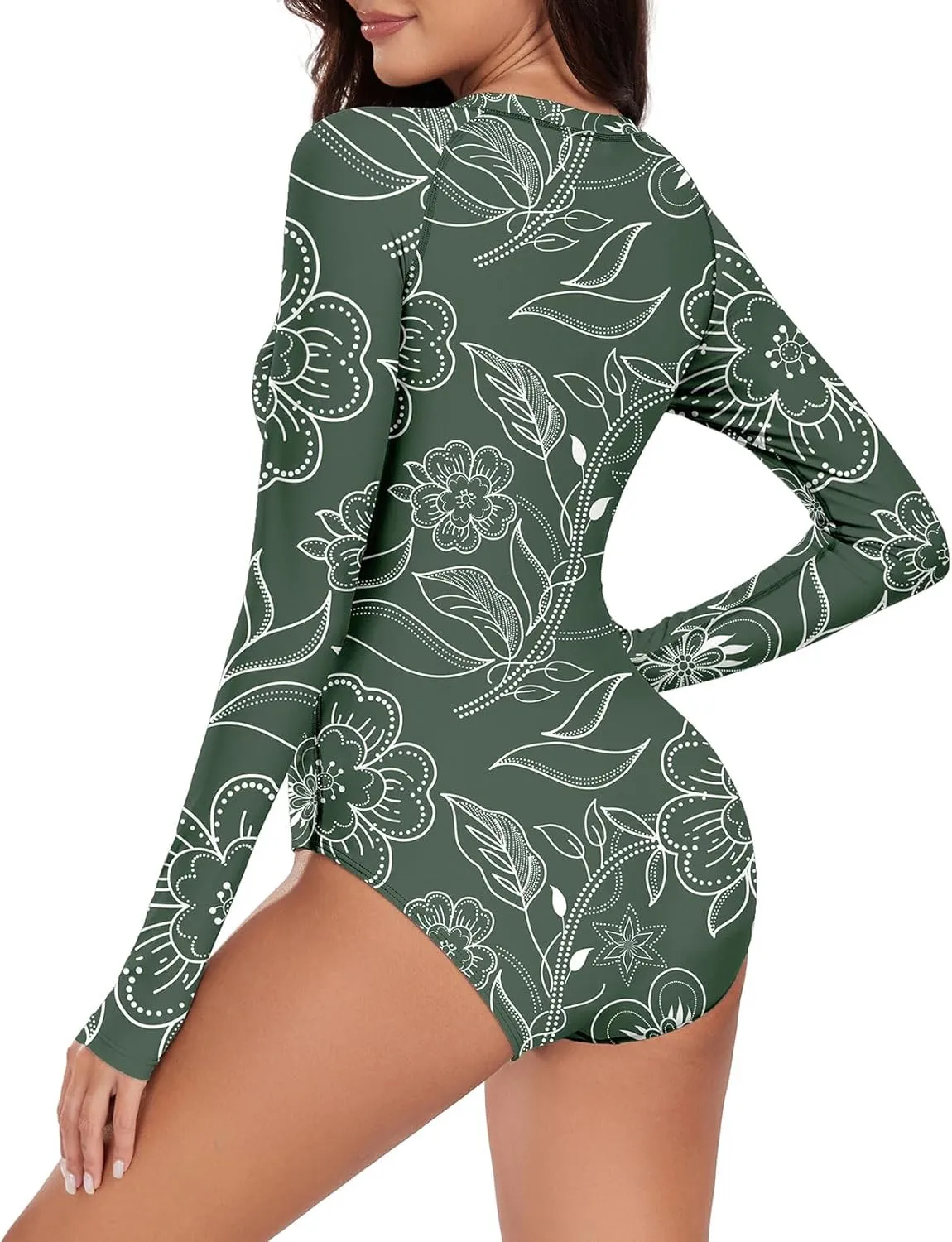 Century Star Long Sleeve Swimsuits for Women Teen Girls Bathing Suit Rash Guard Surfing Modest One Piece High Neck Swimwear