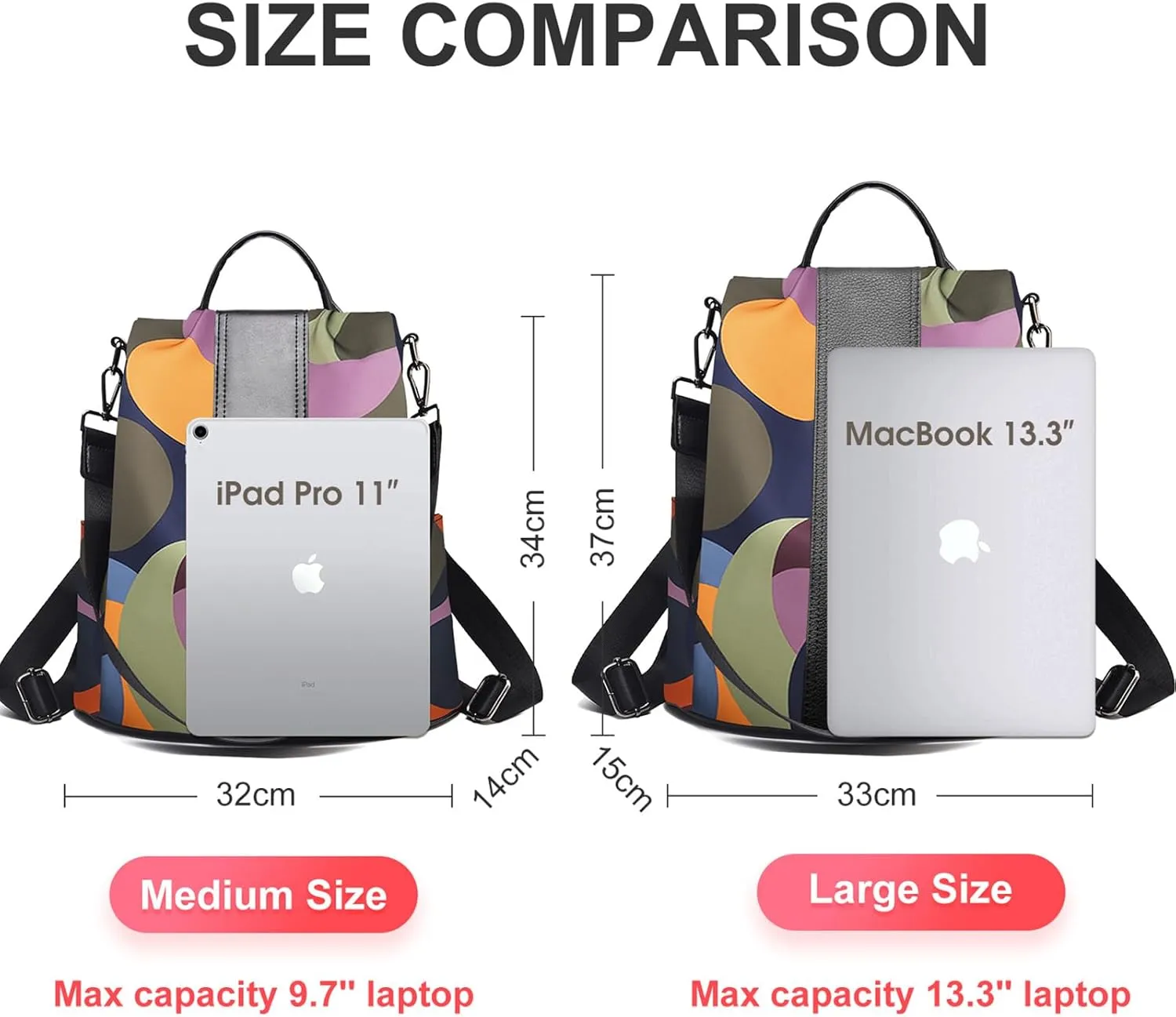 CHARMORE Women Backpack Purse Waterproof Nylon Anti-theft Rucksack Shoulder Bags