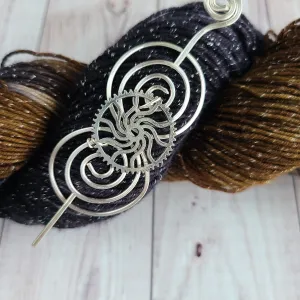 Clearance - Steampunk Gear Shawl Pin - Charmed Silver