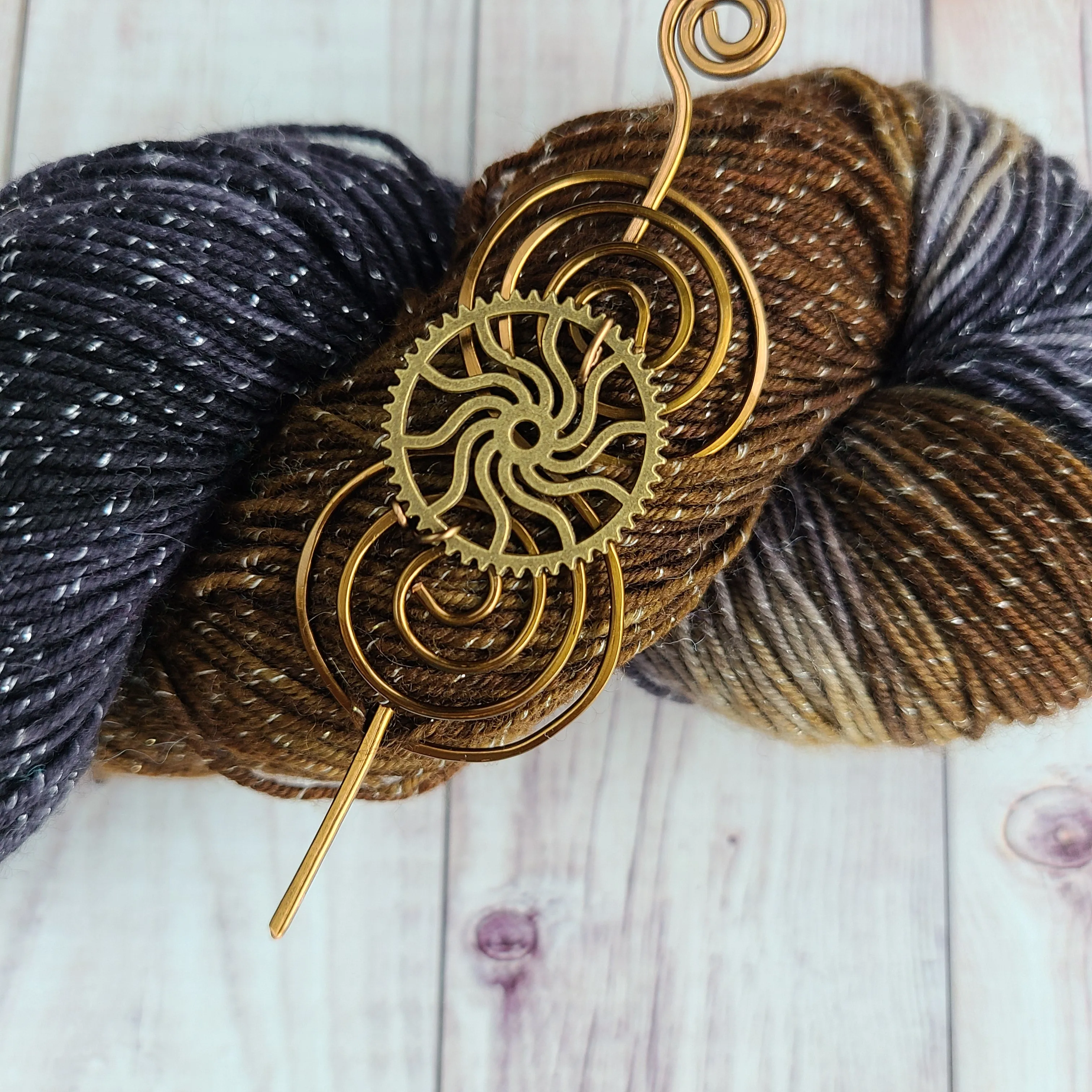 Clearance - Steampunk Gear Shawl Pin - Charmed Vintage Bronze