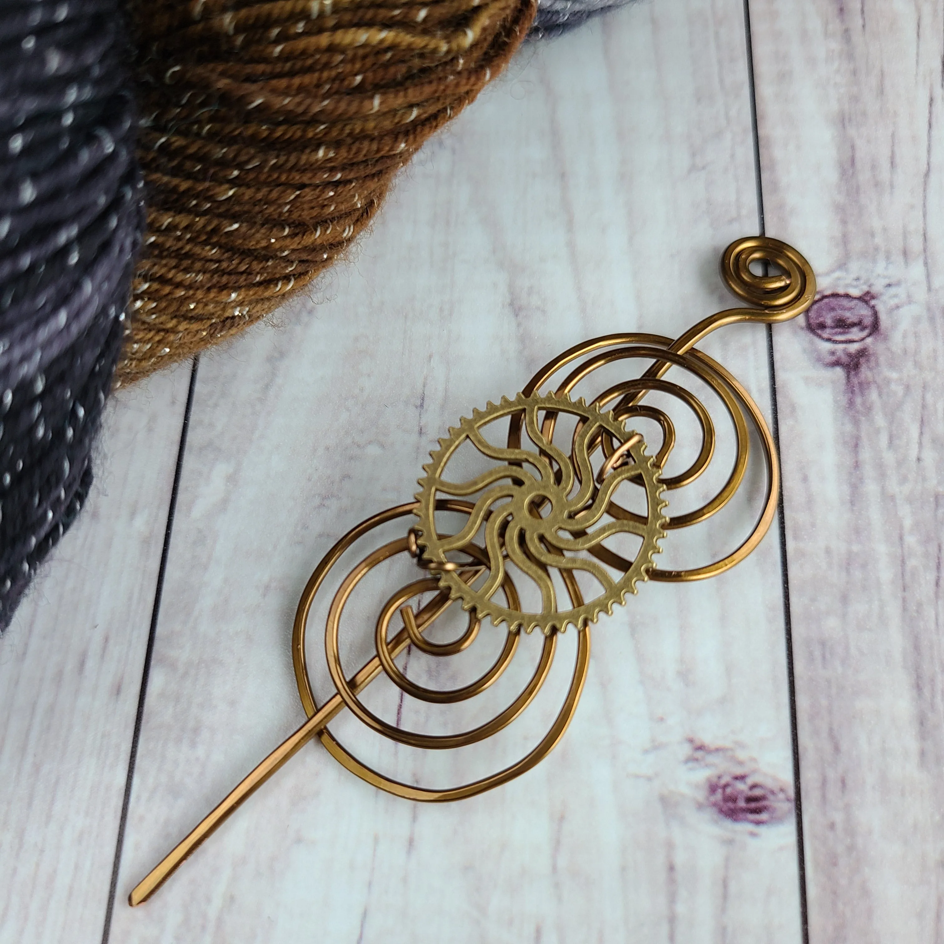 Clearance - Steampunk Gear Shawl Pin - Charmed Vintage Bronze