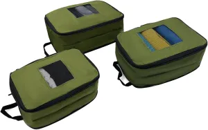 Compression Packing Cubes 2/3/4 sets, Large Travel Packing organizers for Carry on Luggage, 2 Sides Expandable Storage Bags for Backpacking, Suitcases (Green, Pack 3(L M S))