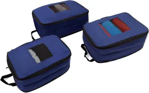 Compression Packing Cubes 2/3/4 sets, Large Travel Packing organizers for Carry on Luggage, 2 Sides Expandable Storage Bags for Backpacking, Suitcases (NavyBlue, Pack 3(L M S))