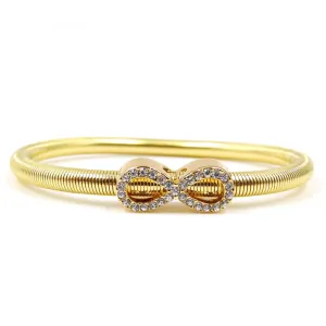 Crystal infinity detail on ribbed bangle