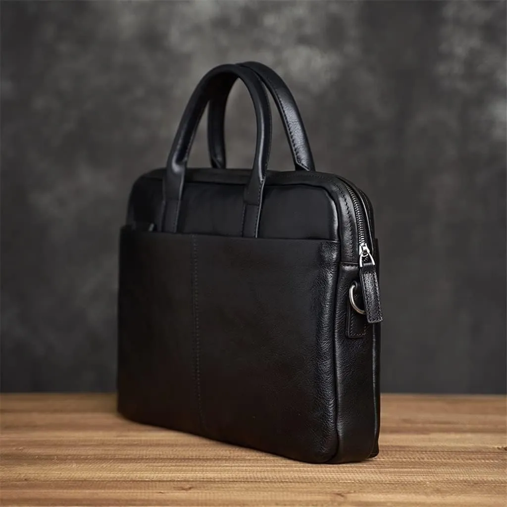CSCDD Leather Briefcase Men Bag Business Handbag Male Laptop Shoulder Bags Black Briefcase