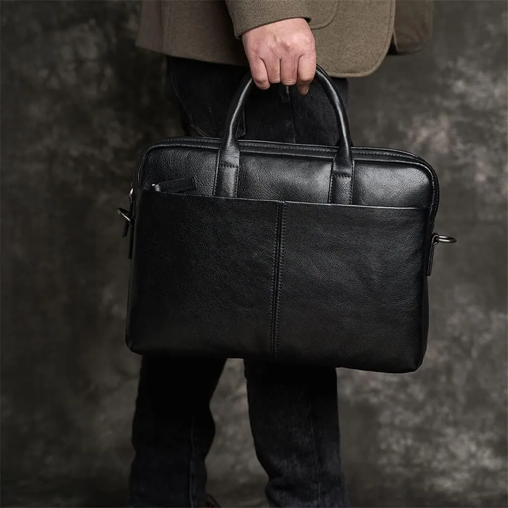 CSCDD Leather Briefcase Men Bag Business Handbag Male Laptop Shoulder Bags Black Briefcase