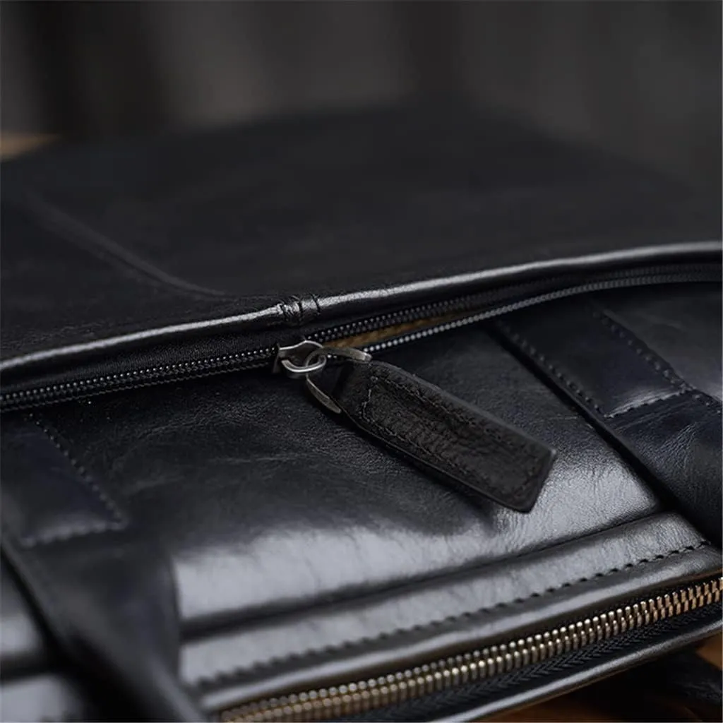 CSCDD Leather Briefcase Men Bag Business Handbag Male Laptop Shoulder Bags Black Briefcase