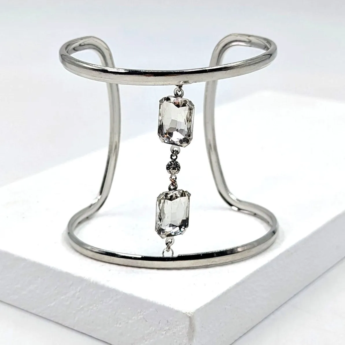 Cuff with rectangle crystal detail