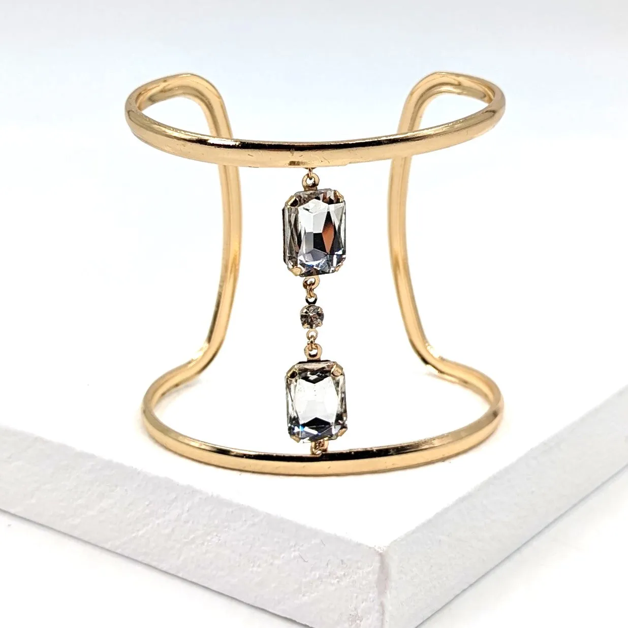 Cuff with rectangle crystal detail