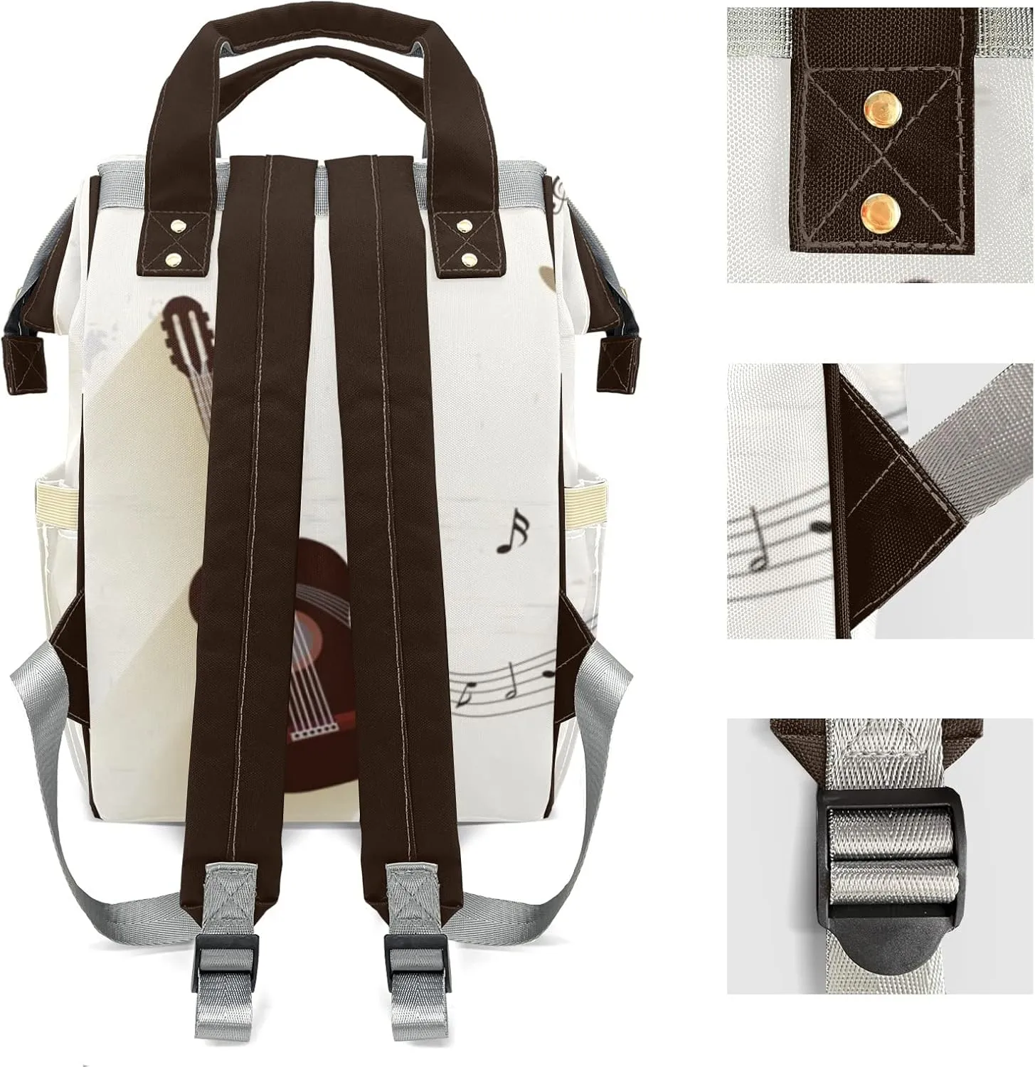 Custom Mummy Bags Music Guitar Diaper Bag Shoulder Backpacks Nursing Giving for Teenager