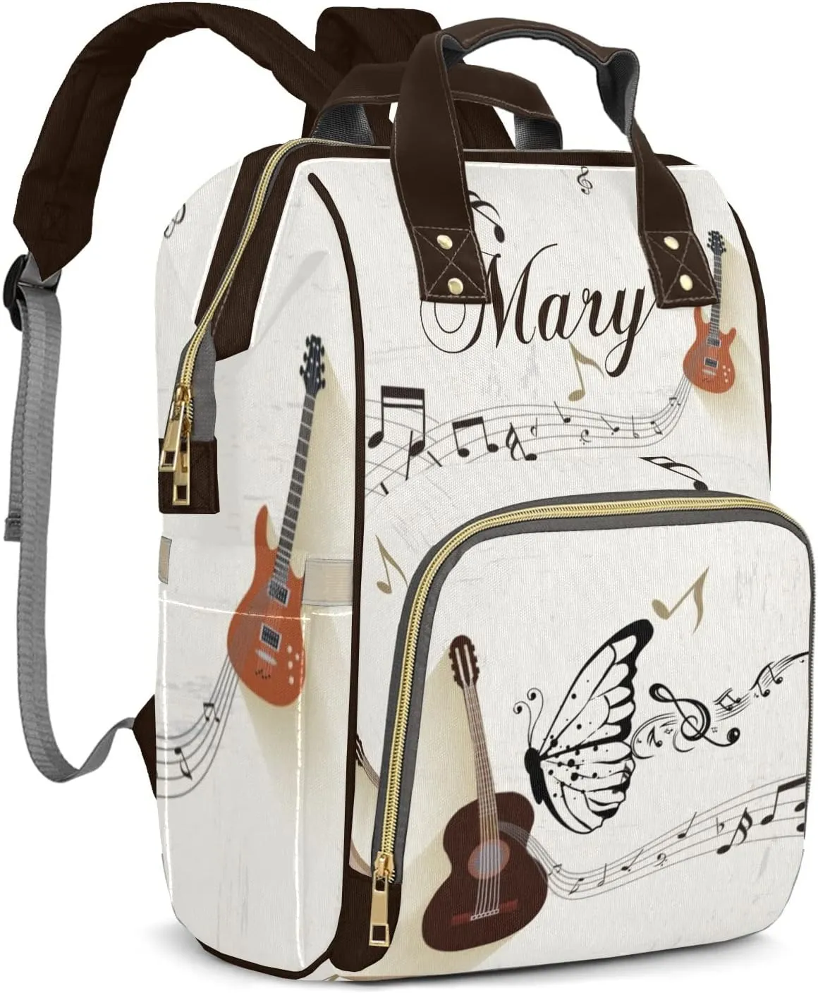 Custom Mummy Bags Music Guitar Diaper Bag Shoulder Backpacks Nursing Giving for Teenager