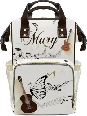Custom Mummy Bags Music Guitar Diaper Bag Shoulder Backpacks Nursing Giving for Teenager