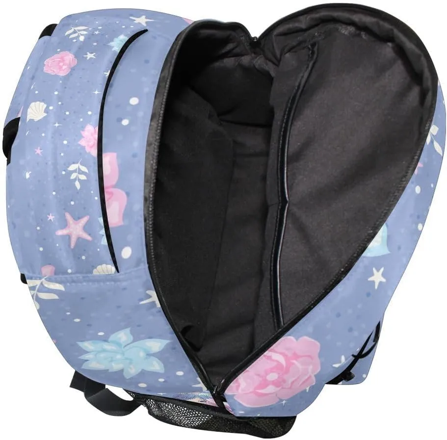 Custom Name Mermaid Unicorn Girls Backpack Horse Backpacks 3-5th Grade School Bookbags