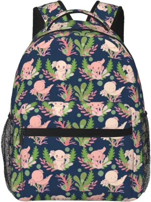 Cute Axolotl Backpack for Women Man Lightweight Laptop Backpacks Book Bag Casual Daypacks for Hiking Travel College Office