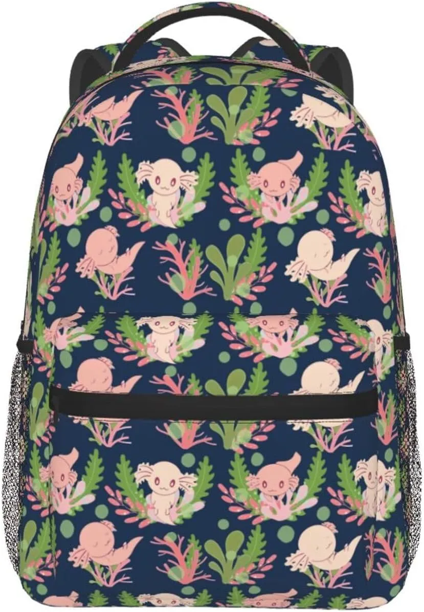 Cute Axolotl Backpack for Women Man Lightweight Laptop Backpacks Book Bag Casual Daypacks for Hiking Travel College Office