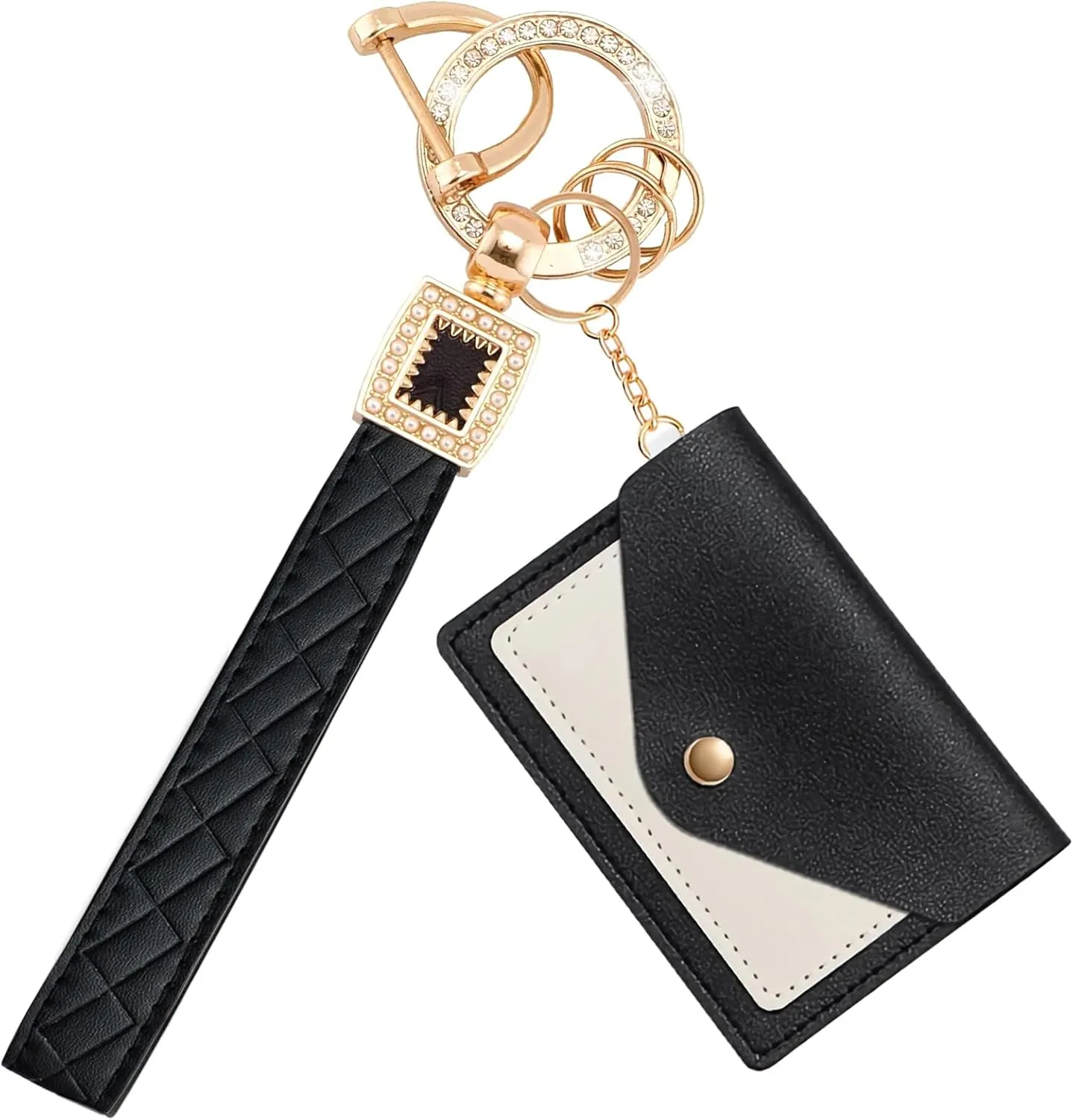 Cute keychain Wristlet with Small Card Holder Women MenCar Key Chain Wrist Lanyard Strap