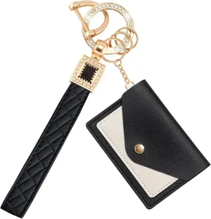 Cute keychain Wristlet with Small Card Holder Women MenCar Key Chain Wrist Lanyard Strap