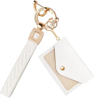 Cute keychain Wristlet with Small Card Holder Women MenCar Key Chain Wrist Lanyard Strap