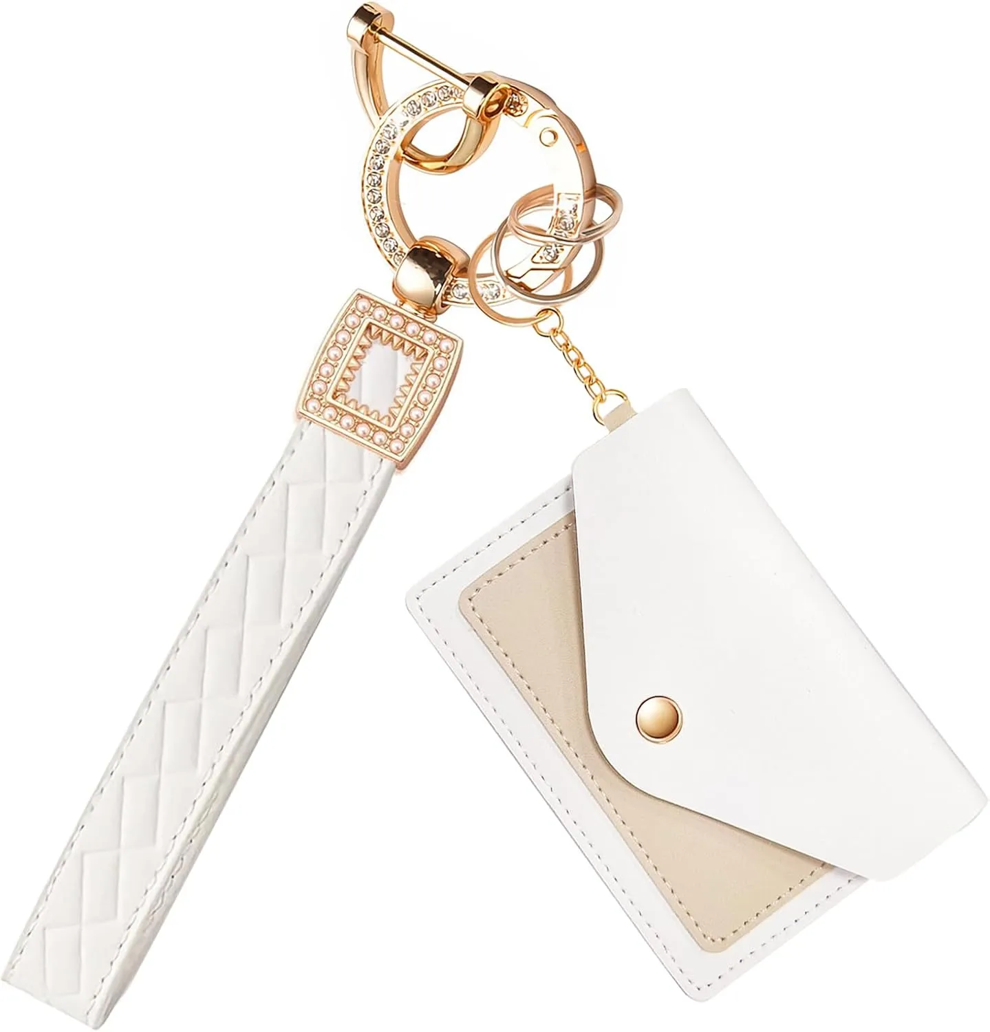Cute keychain Wristlet with Small Card Holder Women MenCar Key Chain Wrist Lanyard Strap