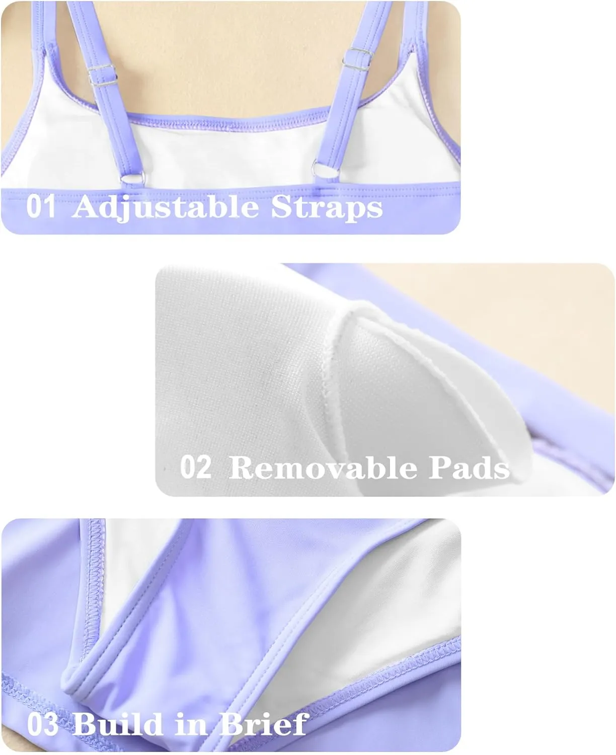 DaiLiWei Two Piece High Waisted Swimsuit for Women Swim Skirt Tankini Bathing Suit Tummy Control Push Up Bikini Set Teen Girl