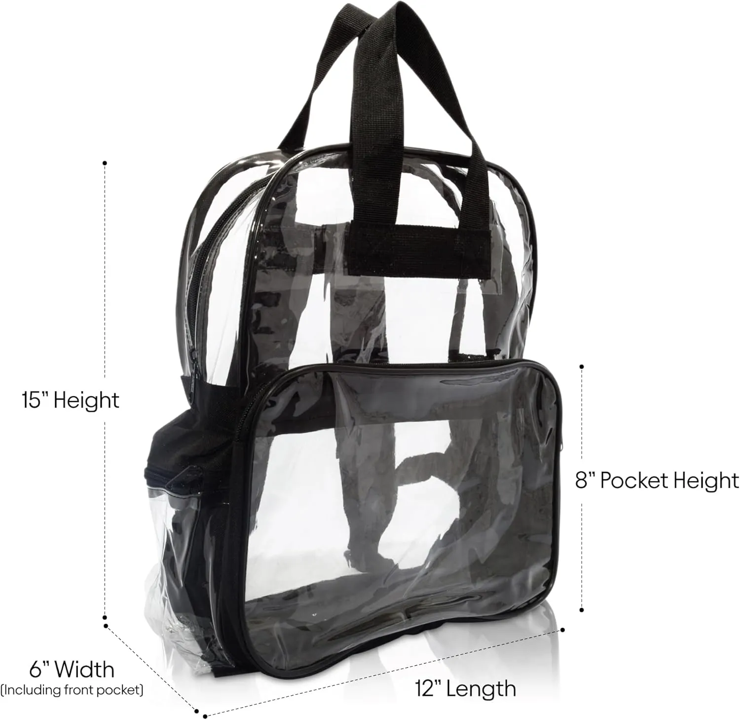 DALIX Clear Backpack for School Transparent Bags Girls Boys Clear 12 Pack