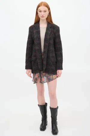 Dark Grey & Red Wool Plaid Korix Blazer