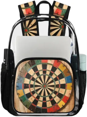 Dart Heavy Duty Clear Backpack Dart Board Printed Large See Through Backpacks PVC Transparent Backpack Clear Bag for Women Men Security Stadium Work Travel Events Concert
