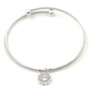 Delicate bangle with CZ flower crystal
