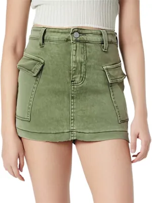 Denim Cargo Skirt with Pocket for Women High Waisted Button Mini Skirt 2025 Trendy Slim Fit Distressed Bodycon Jean Skirts