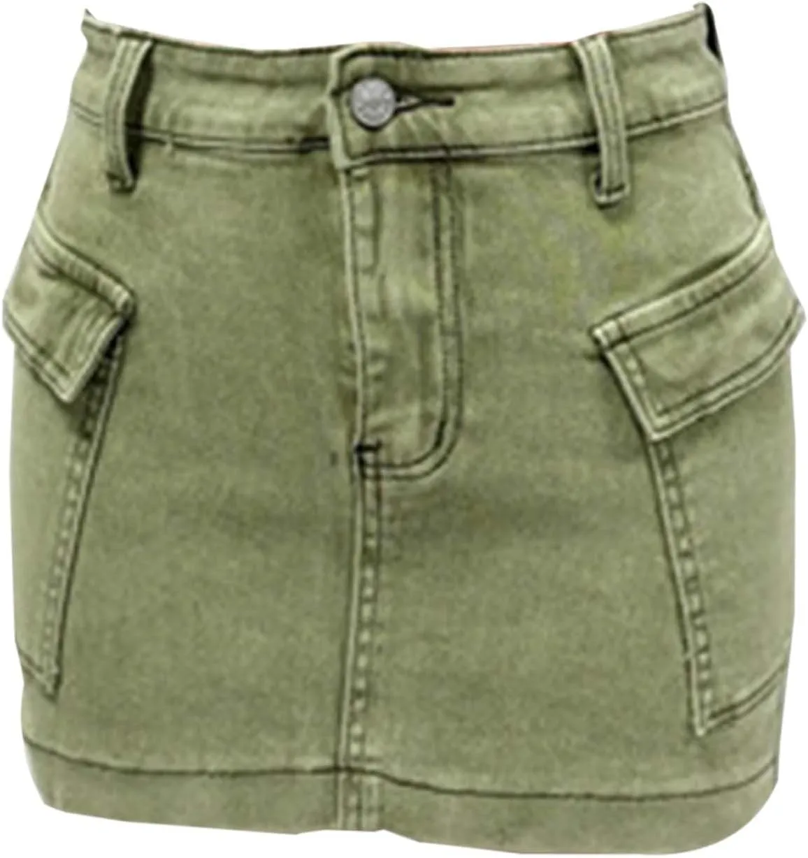 Denim Cargo Skirt with Pocket for Women High Waisted Button Mini Skirt 2025 Trendy Slim Fit Distressed Bodycon Jean Skirts